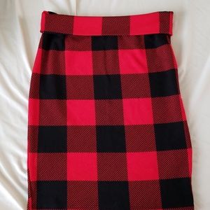 Red and black plaid skirt